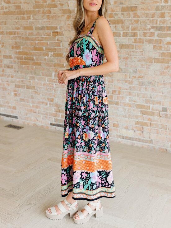 white birch Dresses & Skirts - Black Floral Dress - Size Small